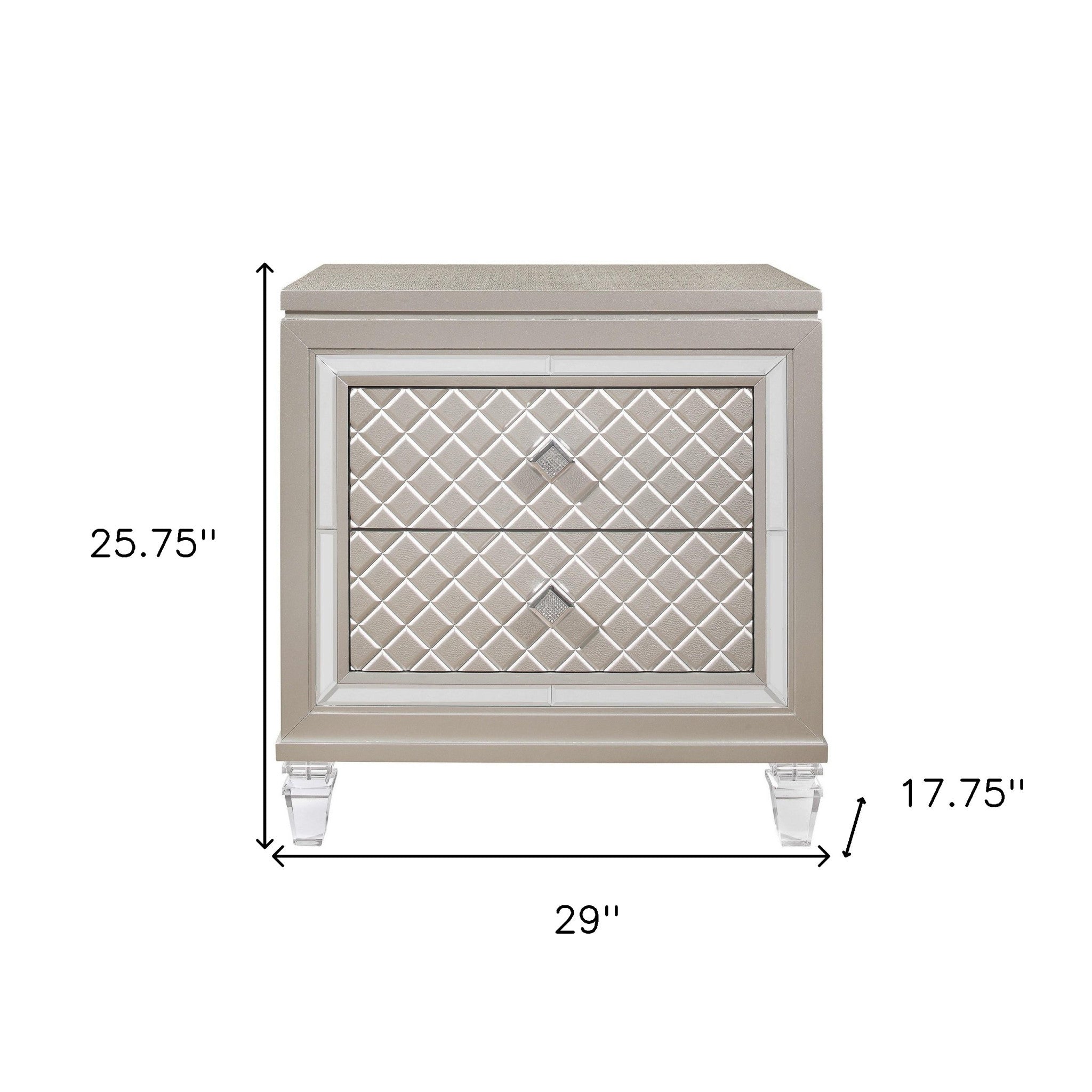 26" Solid and Manufactured Wood And Mirrored Glass Nightstand - Bed & Bath