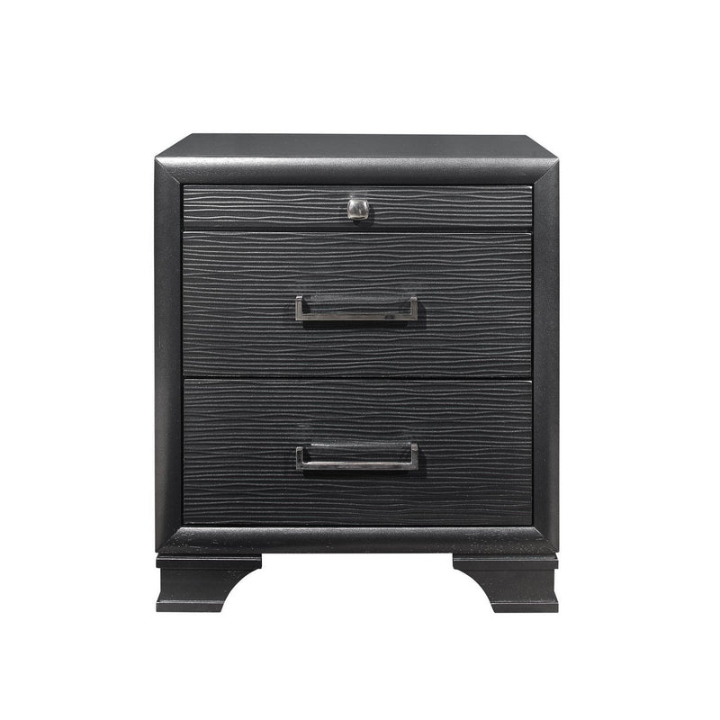 27" Gray Wood Two Drawer Nightstand