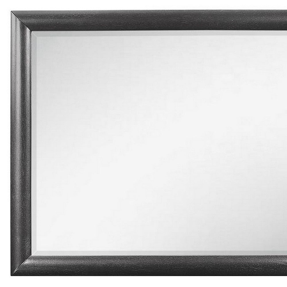 35" Dark Gray Wood Framed Mounted Dresser Mirror
