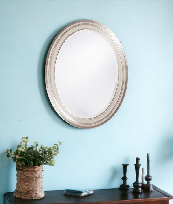 33" Silver Oval Framed Accent Mirror Default Title