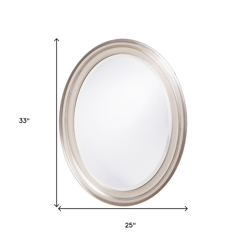 33" Silver Oval Framed Accent Mirror
