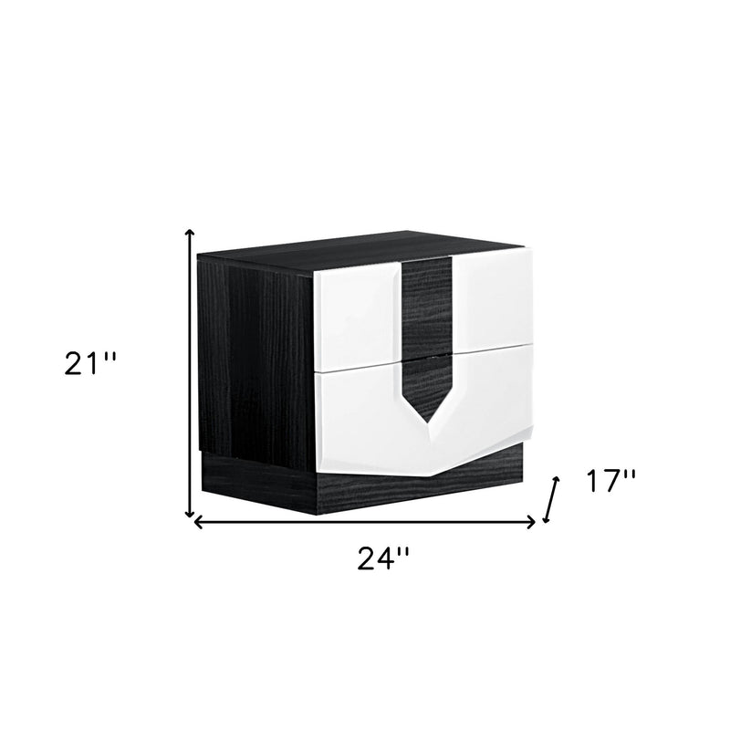 21" Gray Wood Two Drawer Nightstand