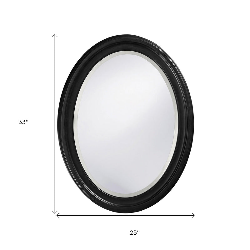 33" Black Oval Framed Accent Mirror