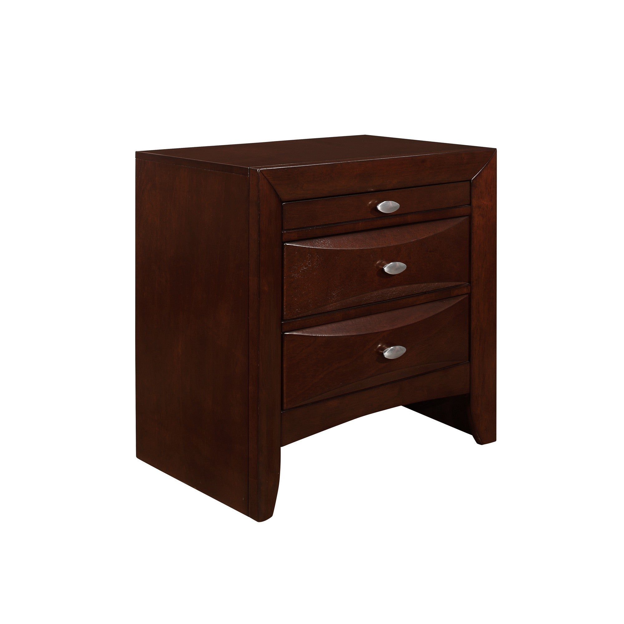 25" Merlot Wood Three Drawer Nightstand Default Title