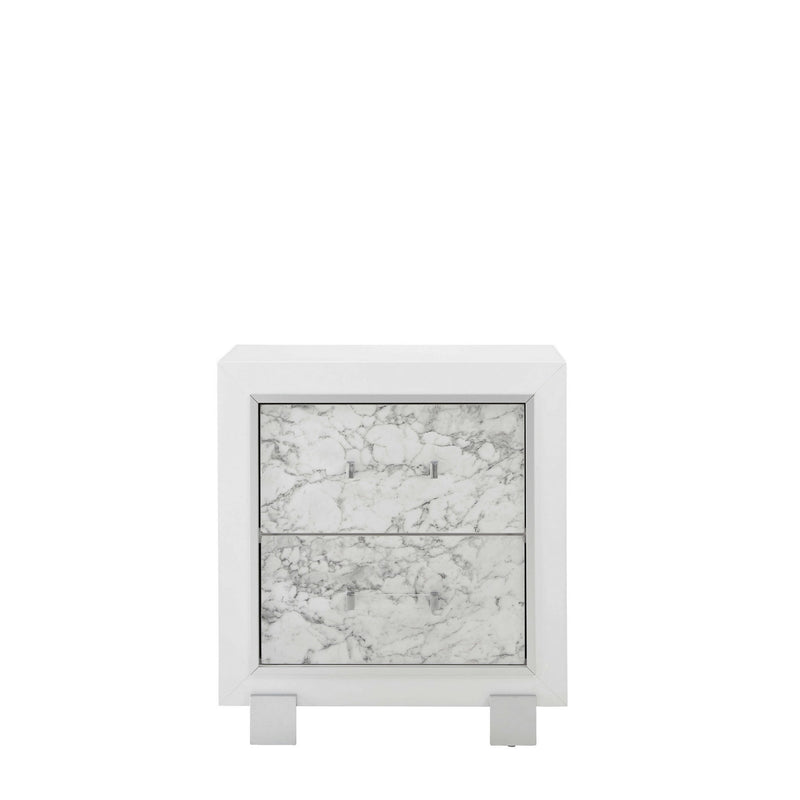 29" White Wood Two Drawer Nightstand - Bed & Bath