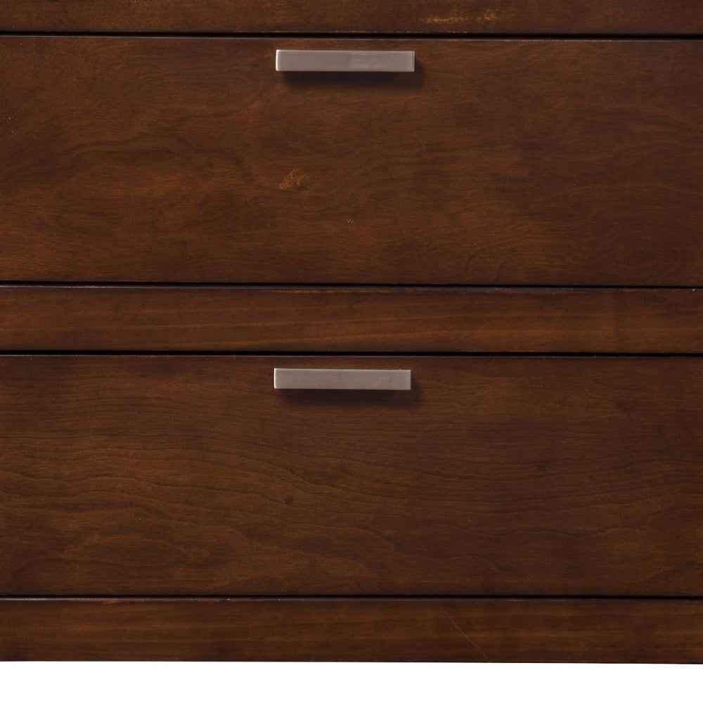 24" Brown Wood Two Drawer Nightstand