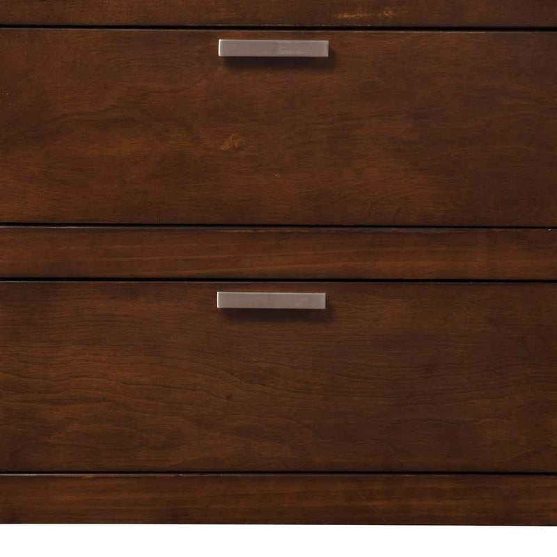 24" Brown Wood Two Drawer Nightstand