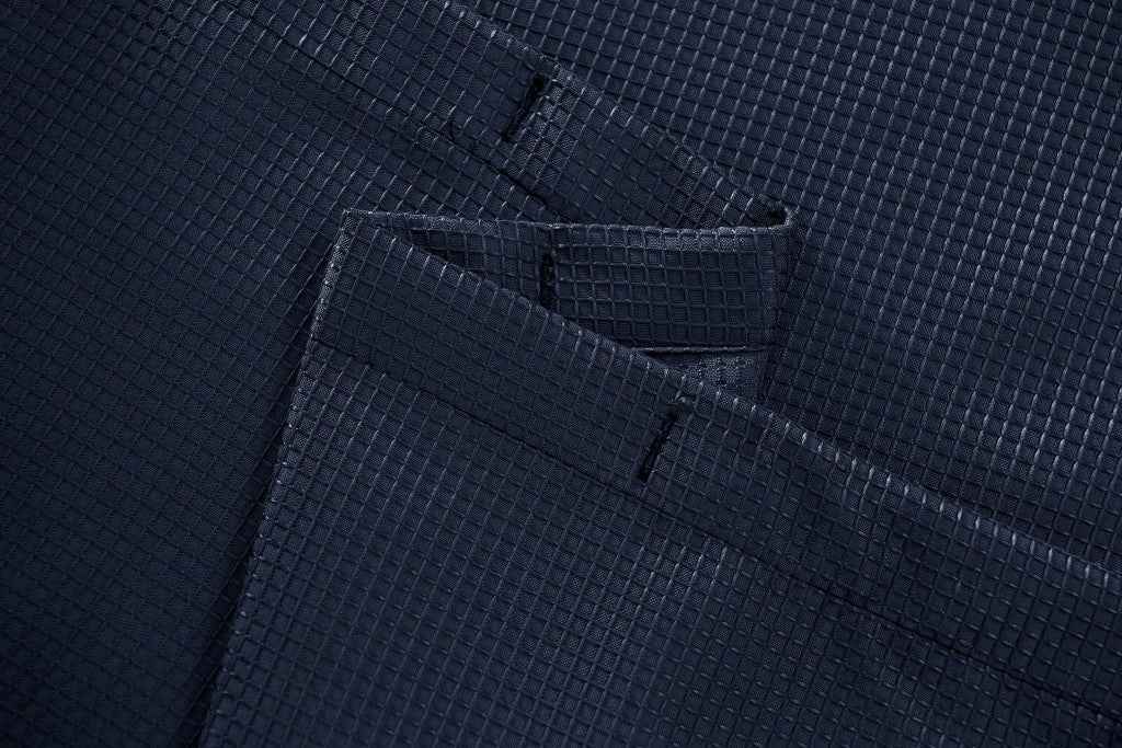 Luxurious Navy Waffle Weave Shower Curtain