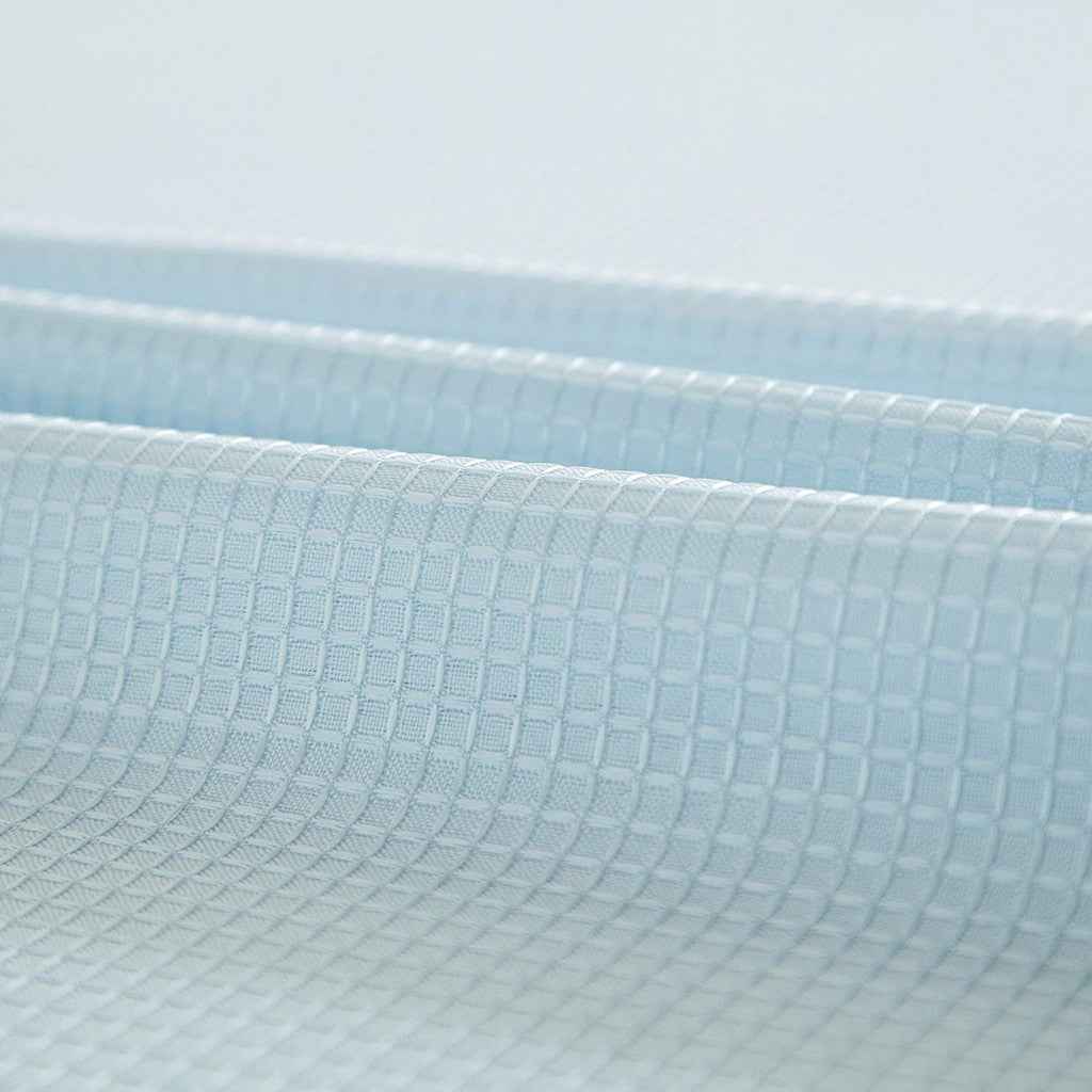 Light Blue Sheer and Grid Shower Curtain and Liner Set