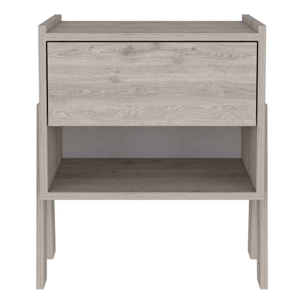 22" Light Gray Wood One Drawer Nightstand