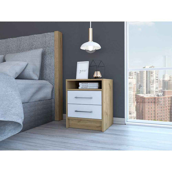 20" Wood Two Drawer Nightstand Default Title