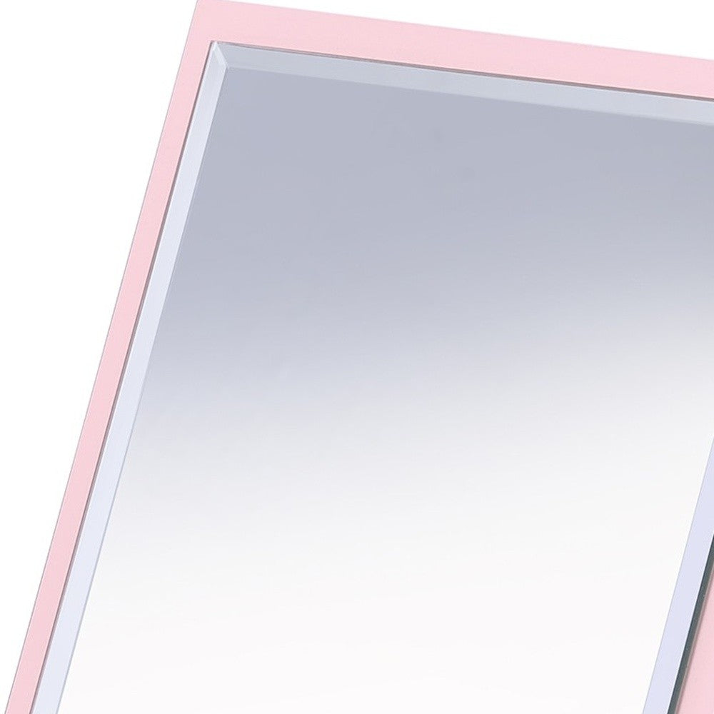 9" Pink Wood Square Freestanding Framed Makeup Shaving Tabletop Mirror - Bed & Bath
