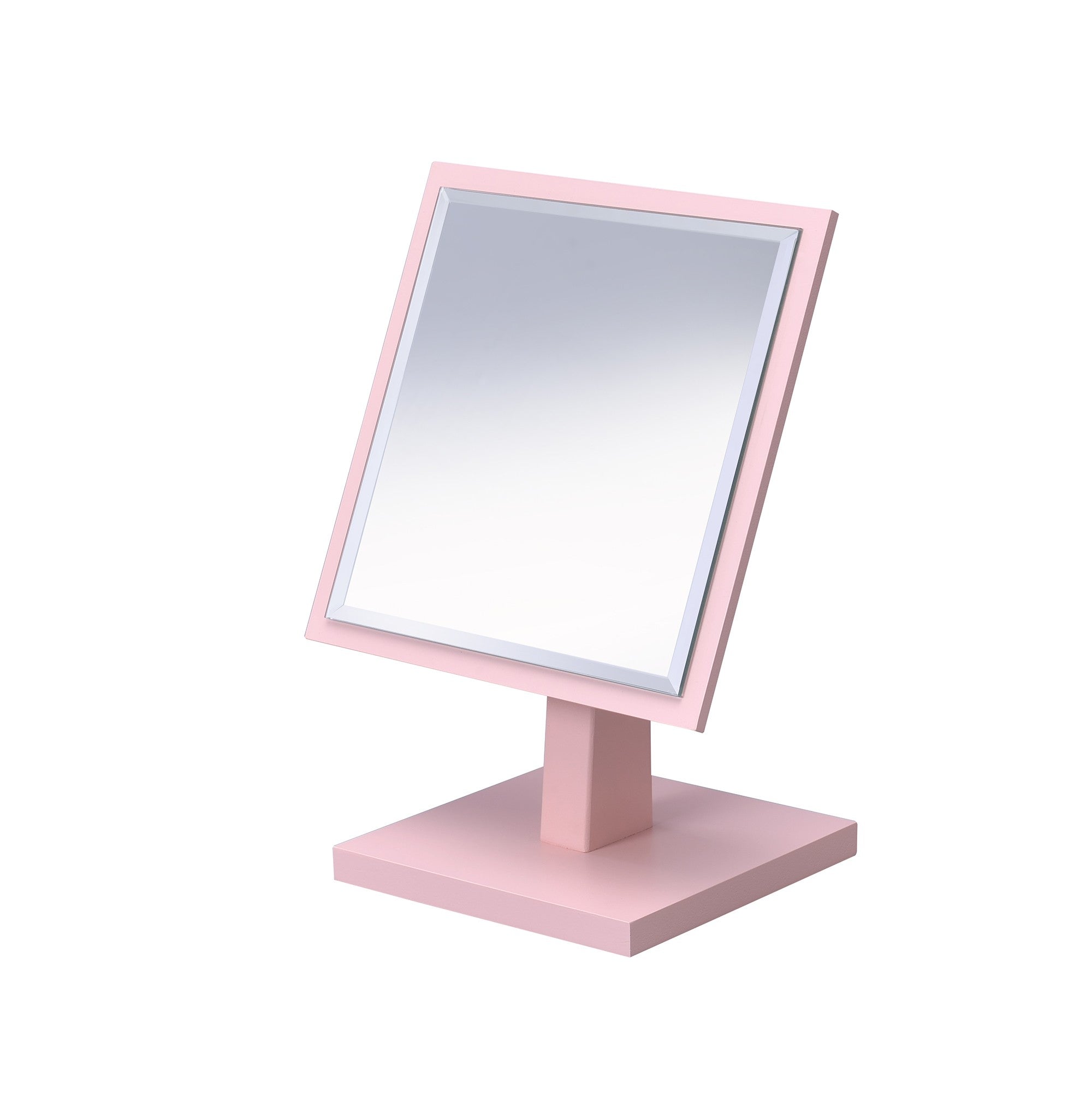 9" Pink Wood Square Freestanding Framed Makeup Shaving Tabletop Mirror - Bed & Bath