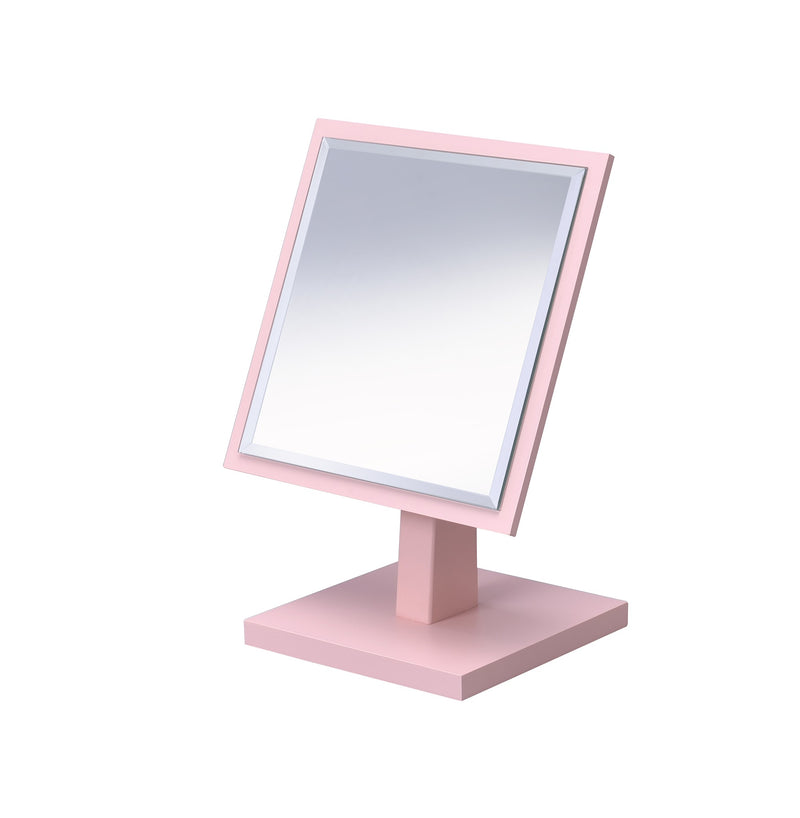 9" Pink Wood Square Freestanding Framed Makeup Shaving Tabletop Mirror - Bed & Bath