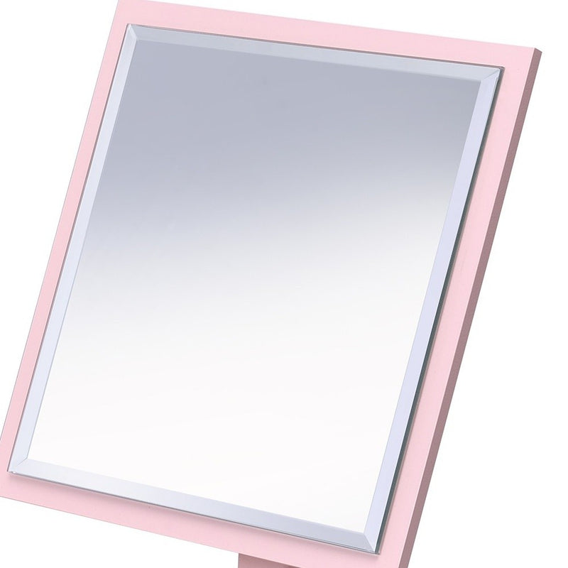 9" Pink Wood Square Freestanding Framed Makeup Shaving Tabletop Mirror - Bed & Bath