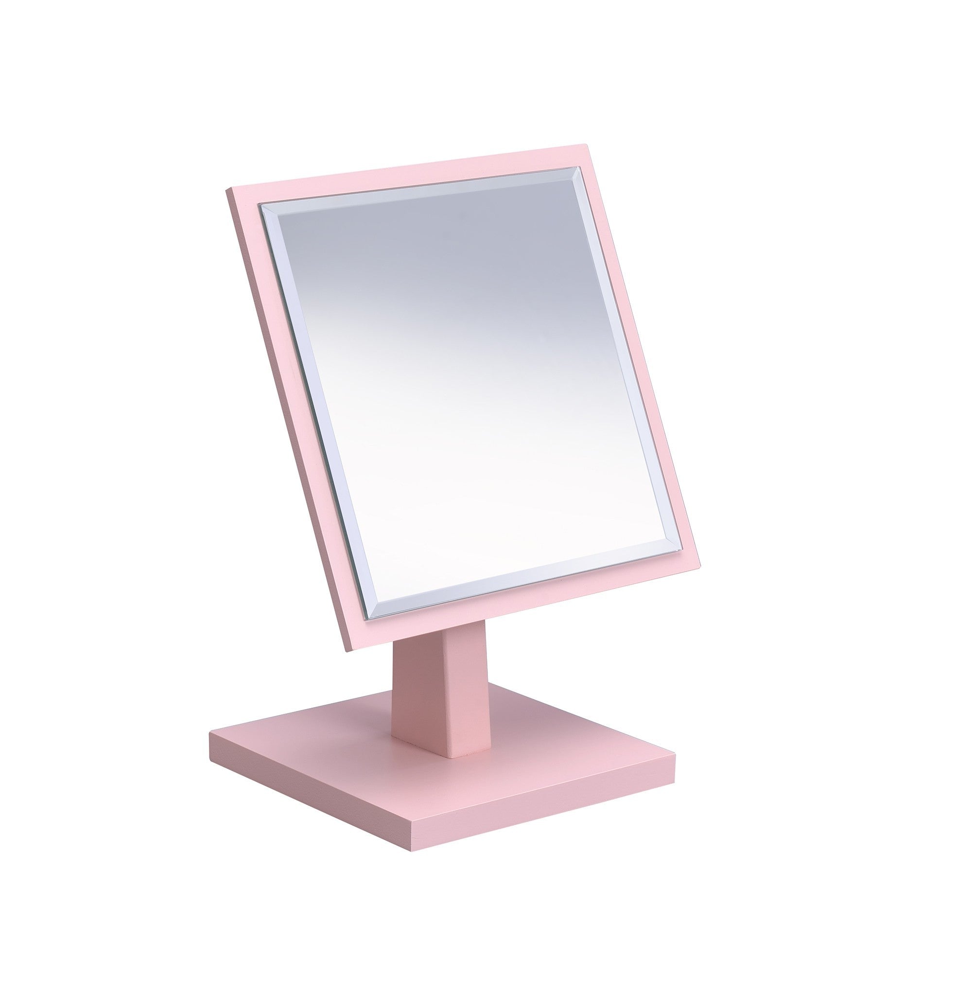 9" Pink Wood Square Freestanding Framed Makeup Shaving Tabletop Mirror - Bed & Bath