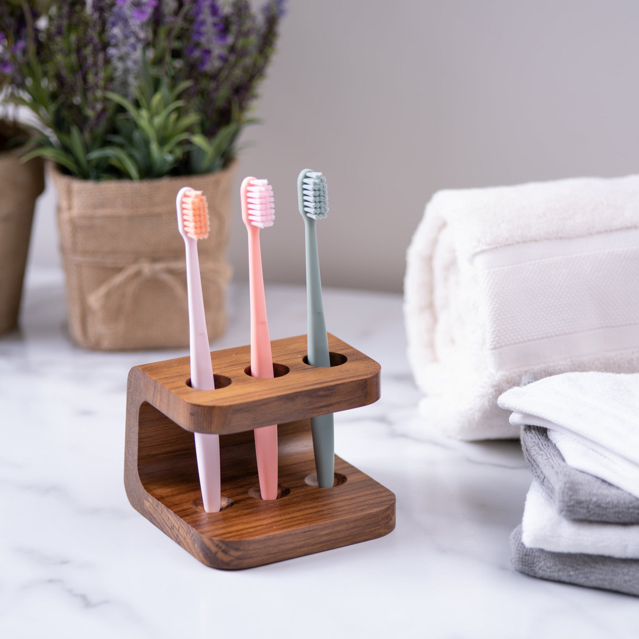 Designer Genuine Teak Toothbrush Holder - Bed & Bath