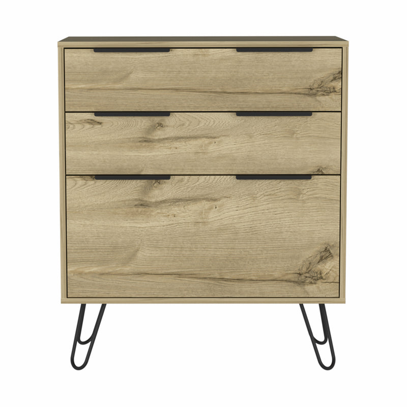 30" Brown And Black Wood Three Drawer Dresser - Bed & Bath