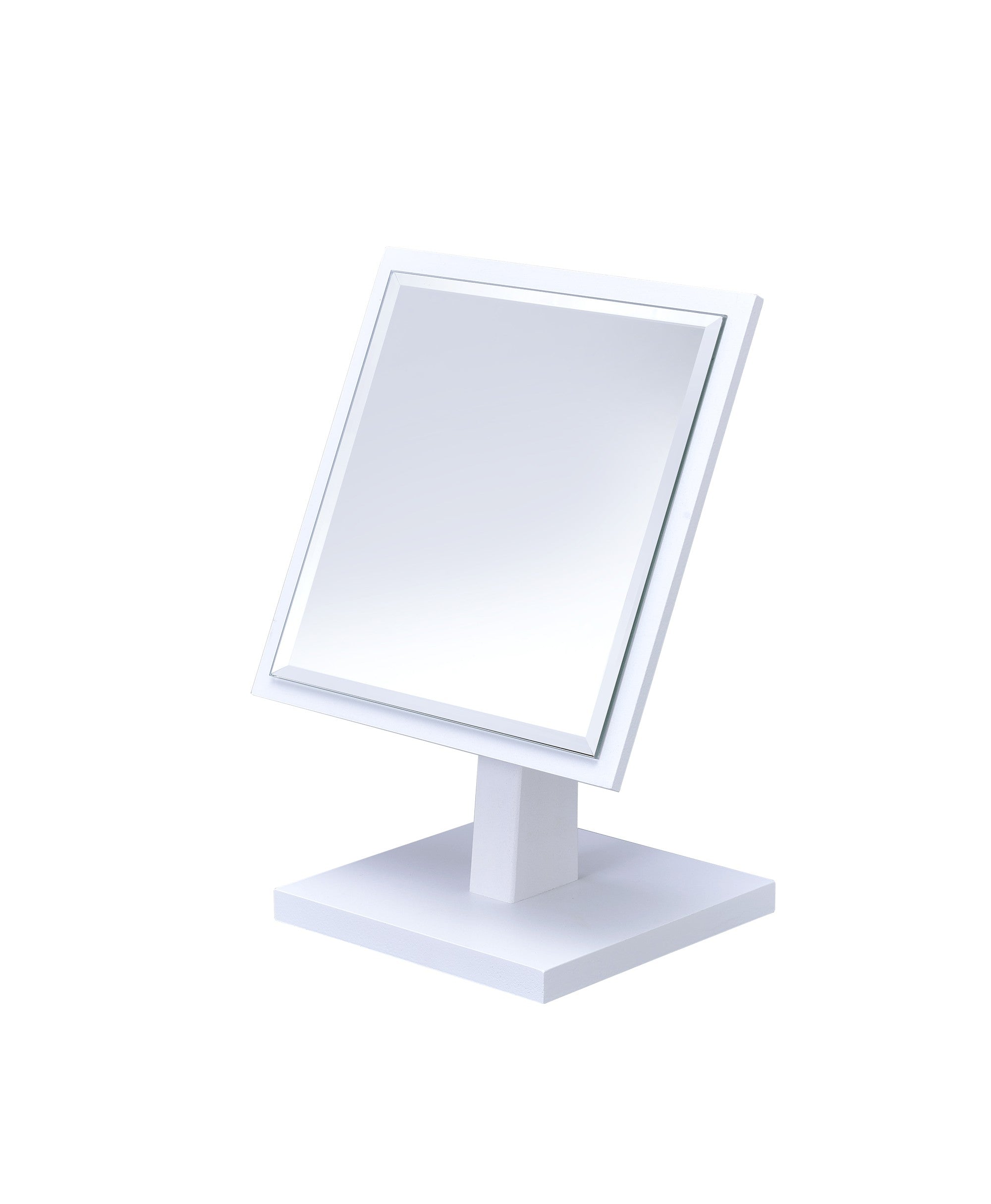 9" White Wood Square Freestanding Framed Makeup Shaving Tabletop Mirror - Bed & Bath