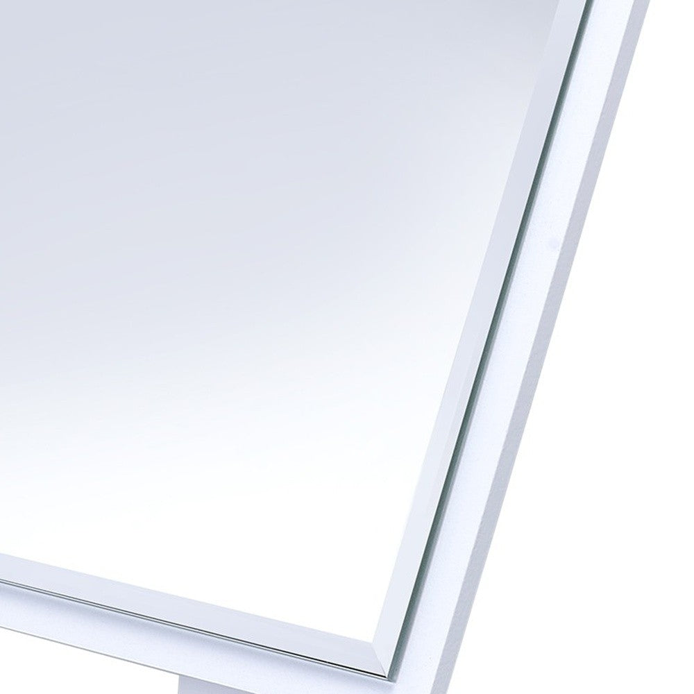 9" White Wood Square Freestanding Framed Makeup Shaving Tabletop Mirror - Bed & Bath