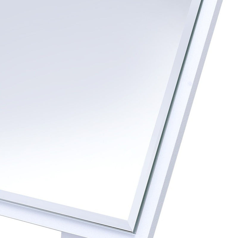 9" White Wood Square Freestanding Framed Makeup Shaving Tabletop Mirror - Bed & Bath