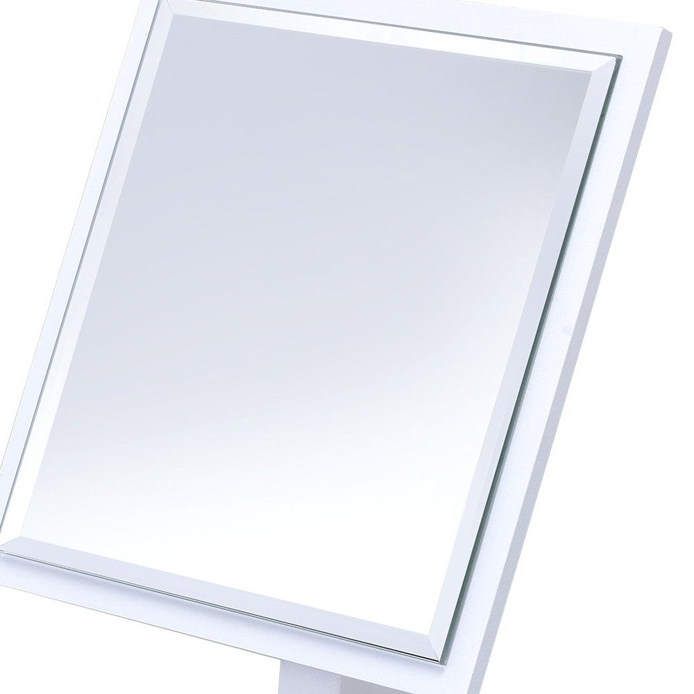 9" White Wood Square Freestanding Framed Makeup Shaving Tabletop Mirror - Bed & Bath