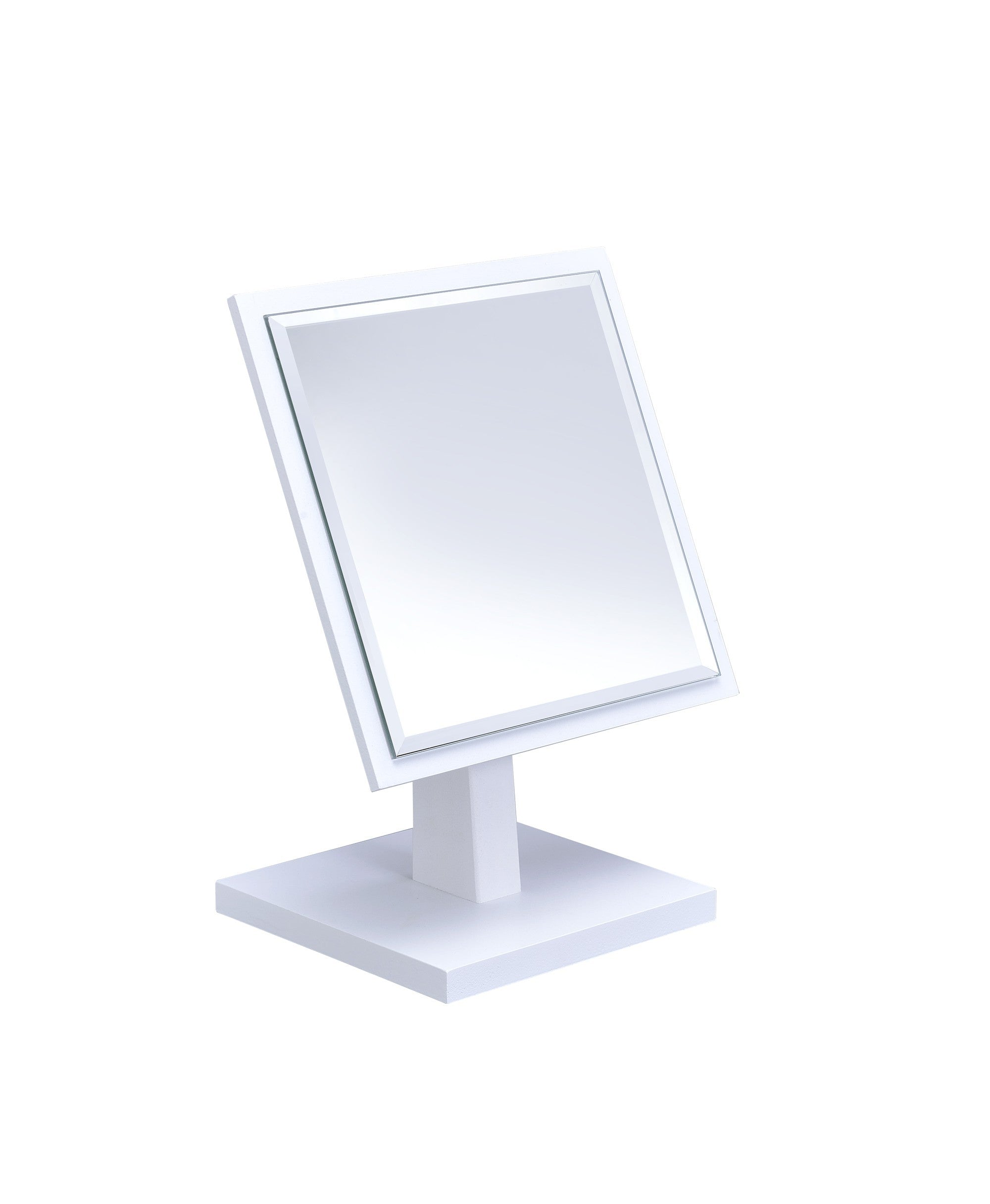 9" White Wood Square Freestanding Framed Makeup Shaving Tabletop Mirror - Bed & Bath