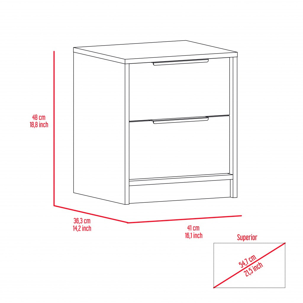 19" Wood Two Drawer Nightstand - Bed & Bath