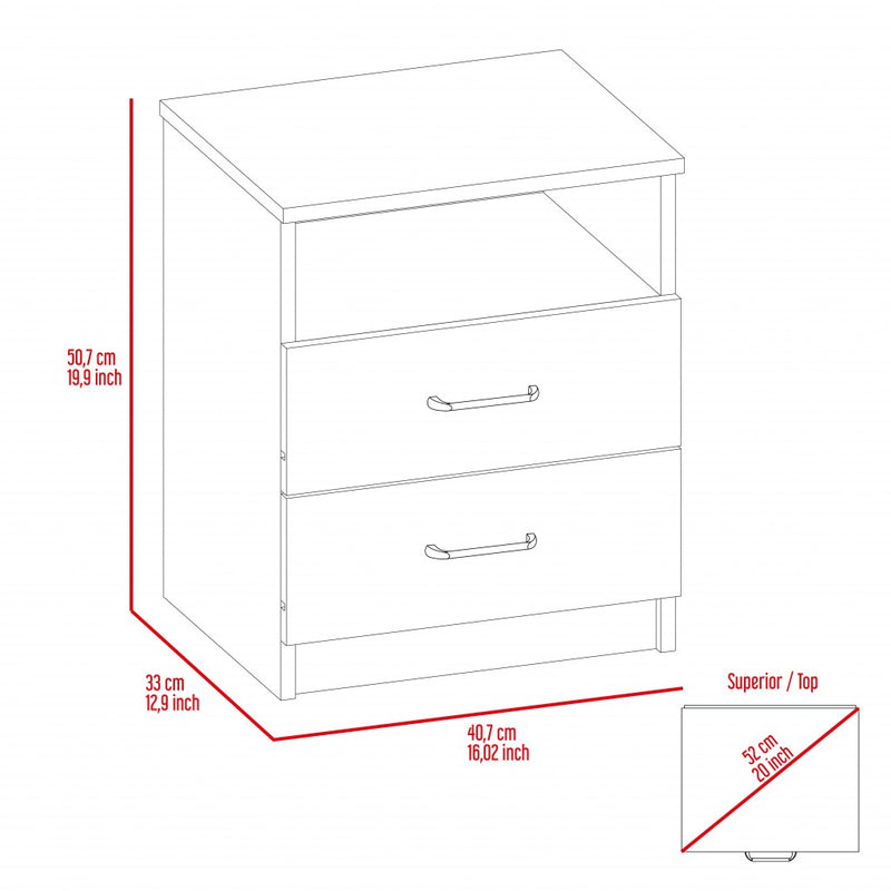 20" Wood Two Drawer Nightstand - Bed & Bath