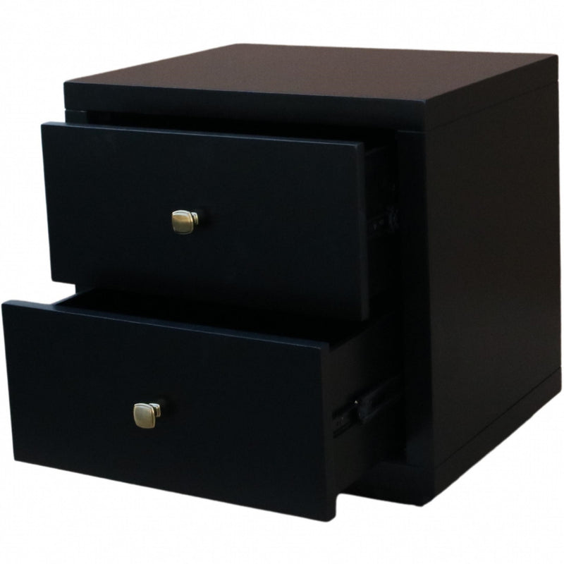 Moma Black Wood Platform King Bed With Two Nightstands - Bed & Bath
