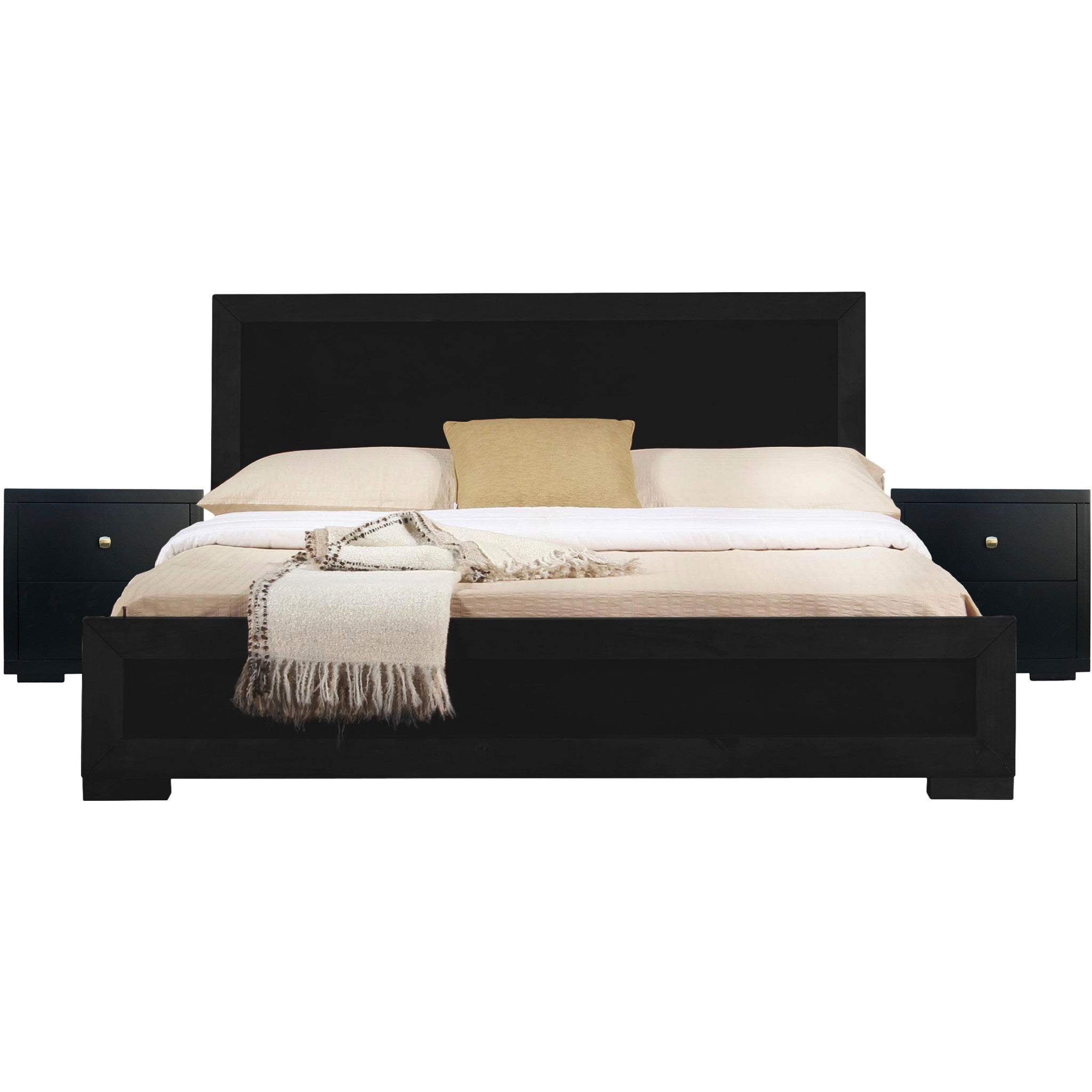 Black Wood Queen With Yes Bed Frame - Bed & Bath