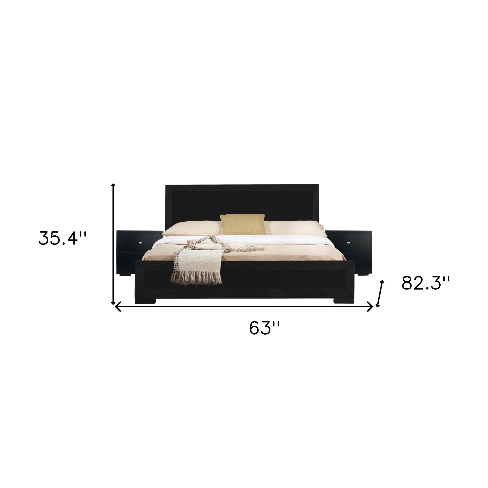 Black Wood Queen With Yes Bed Frame - Bed & Bath