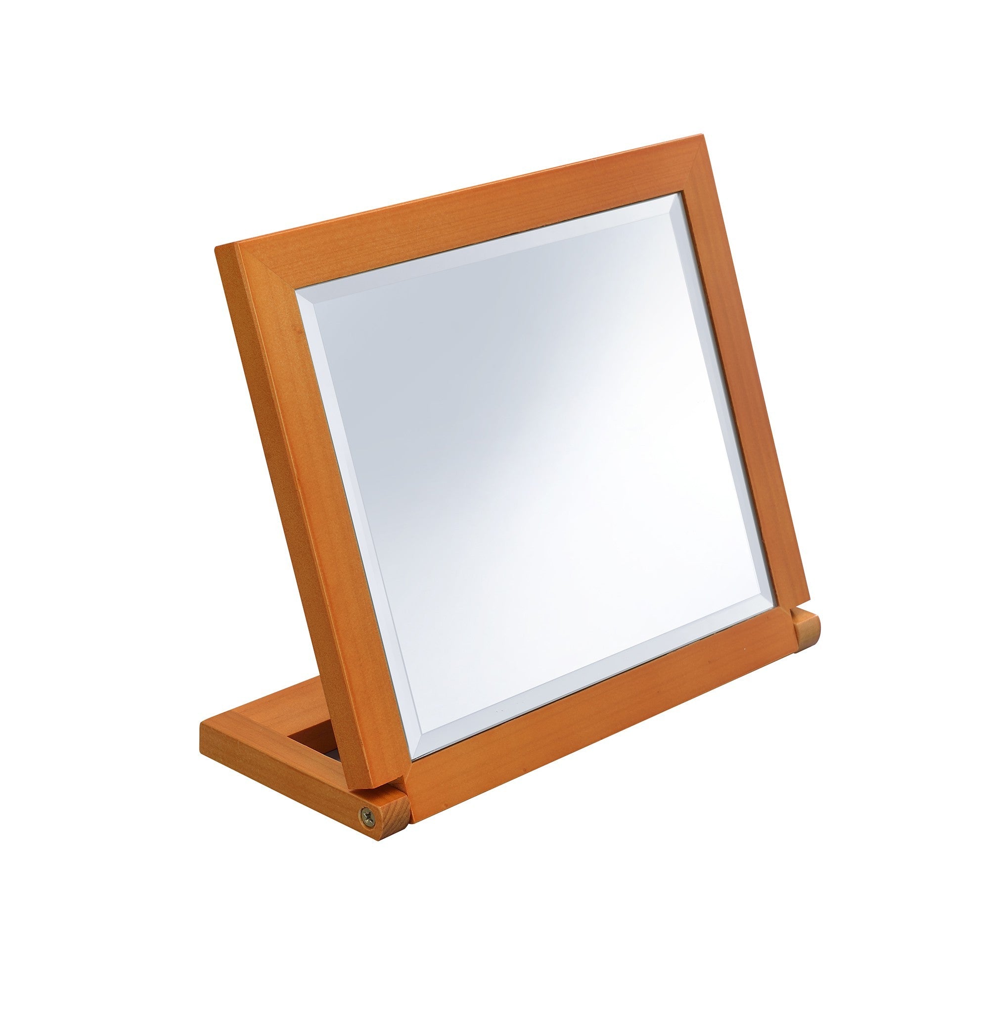 8" Brown Wood Framed Freestanding Makeup Shaving Tabletop Mirror - Bed & Bath