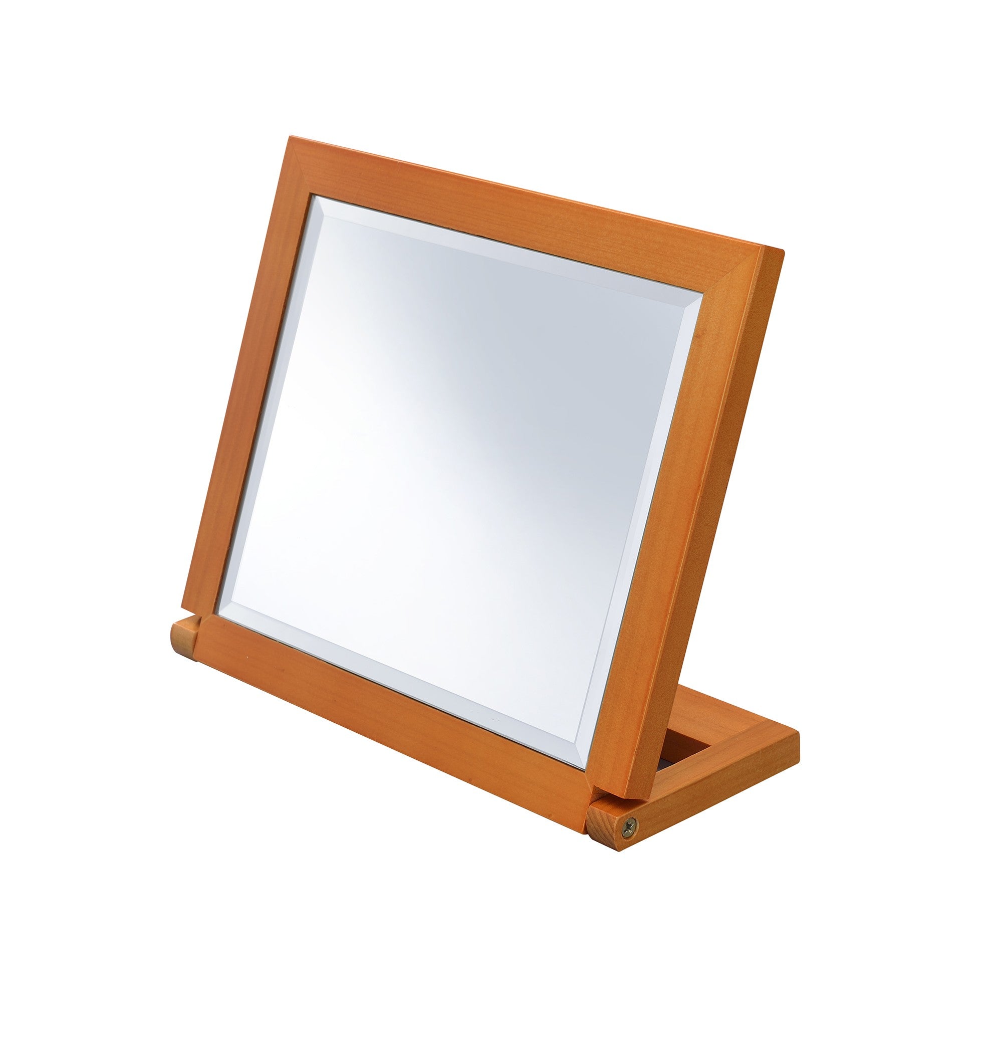 8" Brown Wood Framed Freestanding Makeup Shaving Tabletop Mirror - Bed & Bath