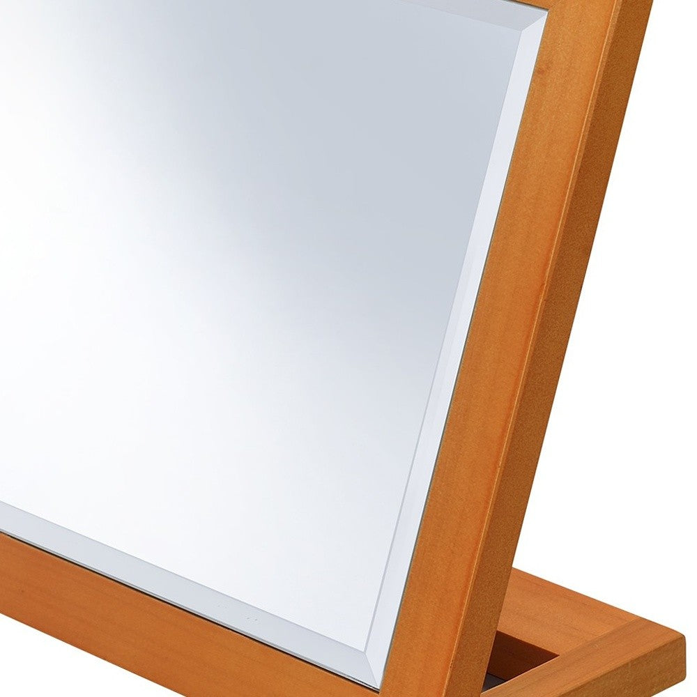 8" Brown Wood Framed Freestanding Makeup Shaving Tabletop Mirror - Bed & Bath