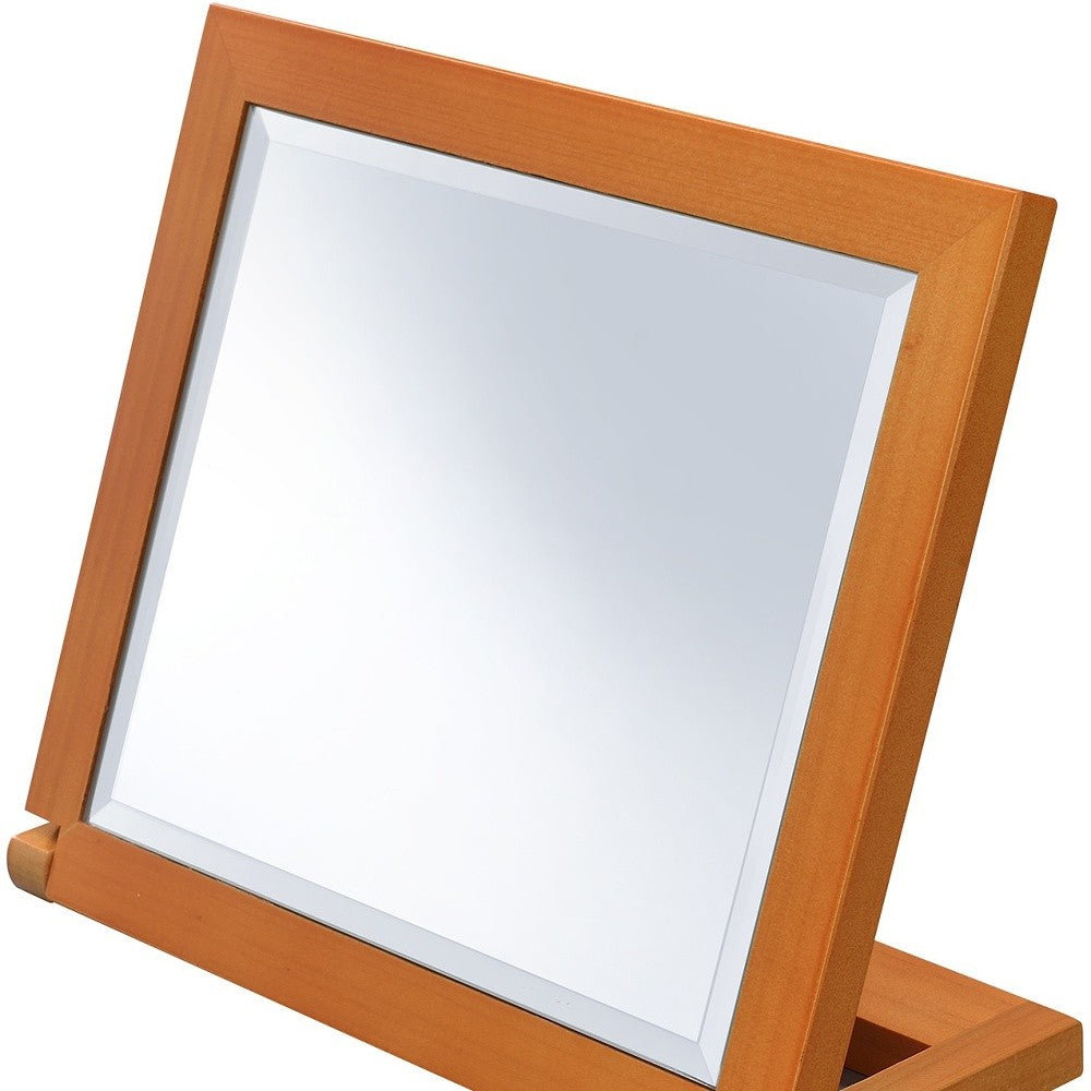 8" Brown Wood Framed Freestanding Makeup Shaving Tabletop Mirror - Bed & Bath