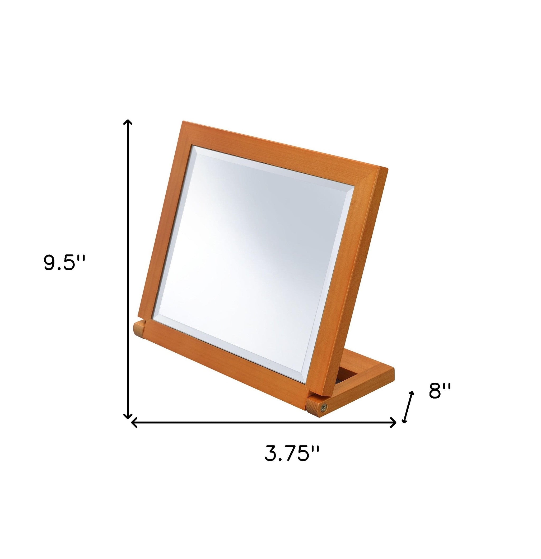 8" Brown Wood Framed Freestanding Makeup Shaving Tabletop Mirror - Bed & Bath