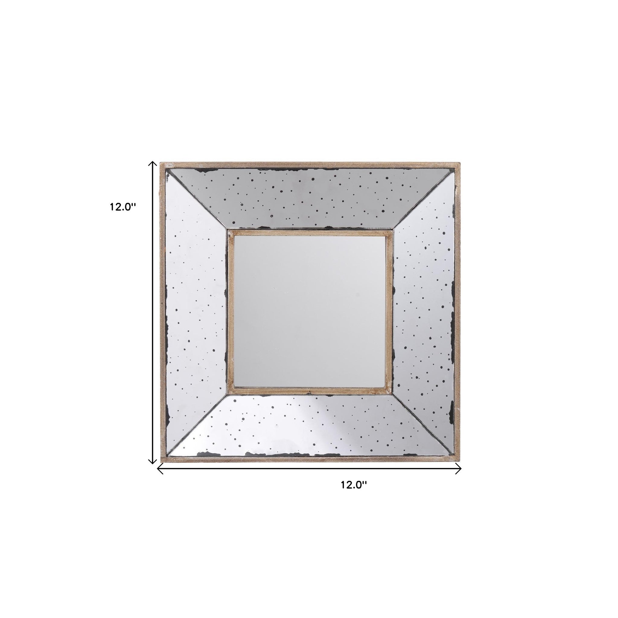 12" Square Wall Mounted Vintage Style Glass Frame Accent Mirror - Bed & Bath