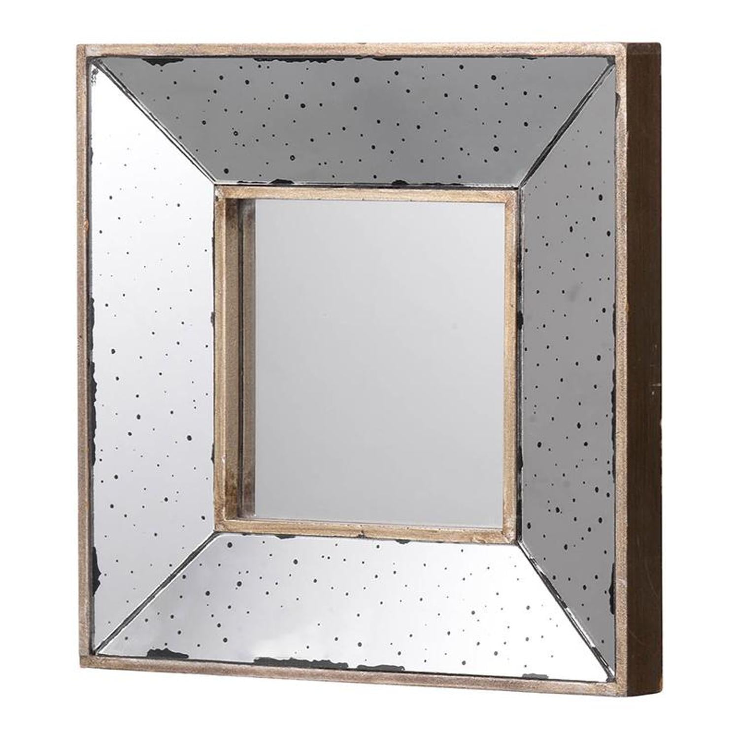 12" Square Wall Mounted Vintage Style Glass Frame Accent Mirror - Bed & Bath