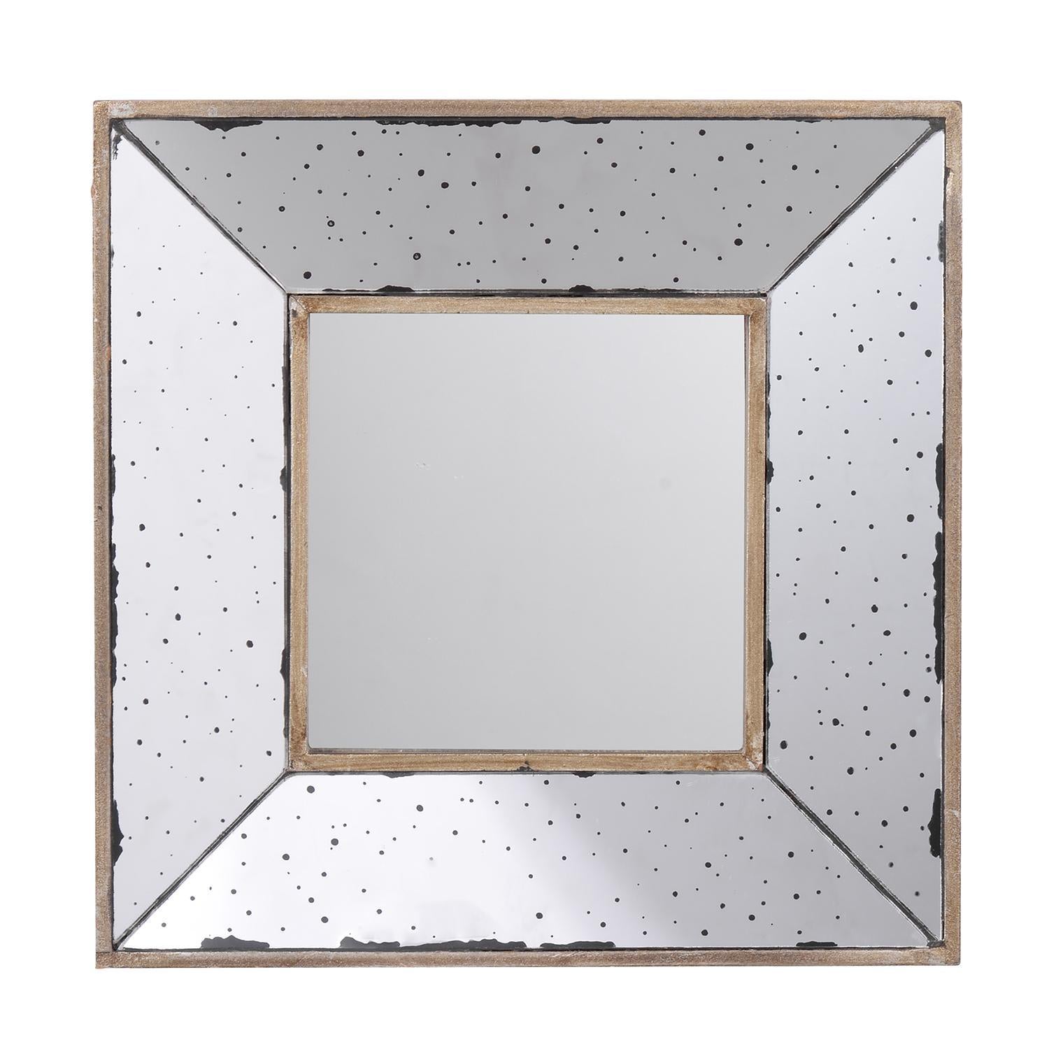 12" Square Wall Mounted Vintage Style Glass Frame Accent Mirror - Bed & Bath