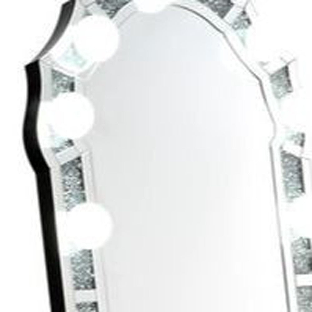 63" Mirrored & Faux Diamonds Cheval Standing Mirror - Home Decor