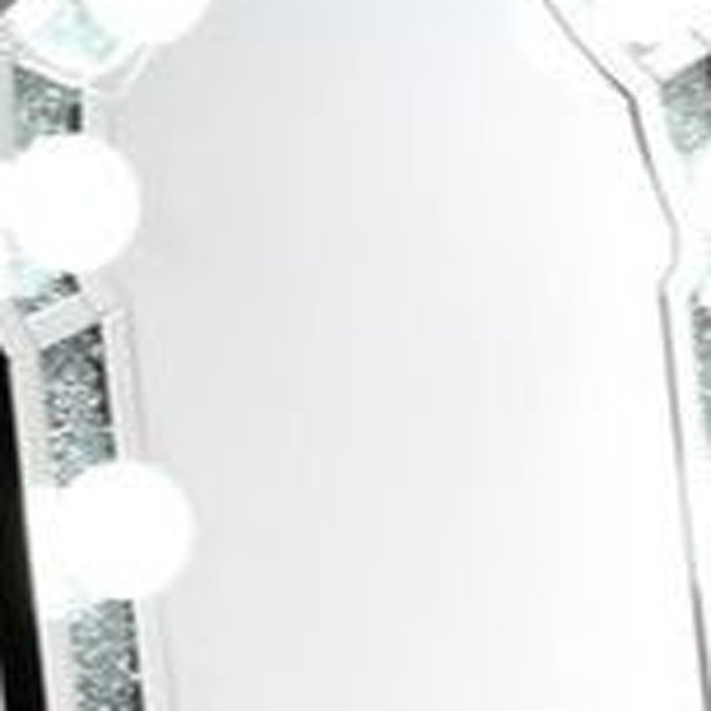 63" Mirrored & Faux Diamonds Cheval Standing Mirror - Home Decor
