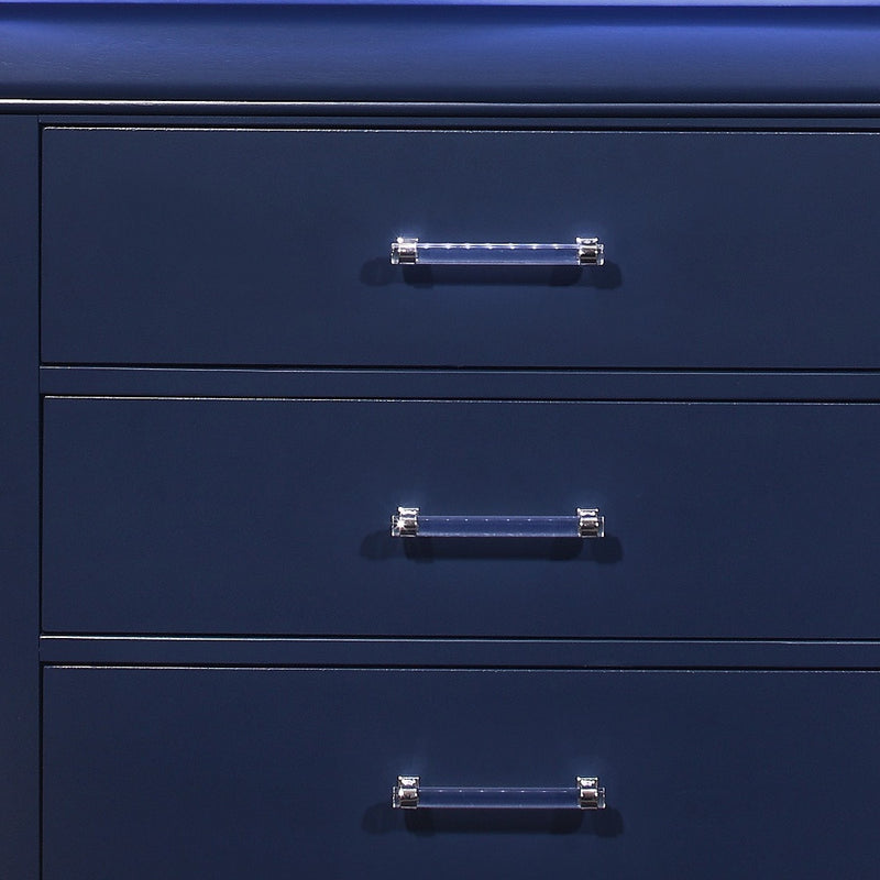 16" Blue Solid Wood Five Drawer Chest With LED Lighting - Bed & Bath