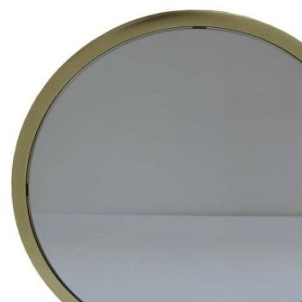 19" Brass Metal Round Freestanding Ornate Framed Makeup Shaving Tabletop Mirror - Bed & Bath