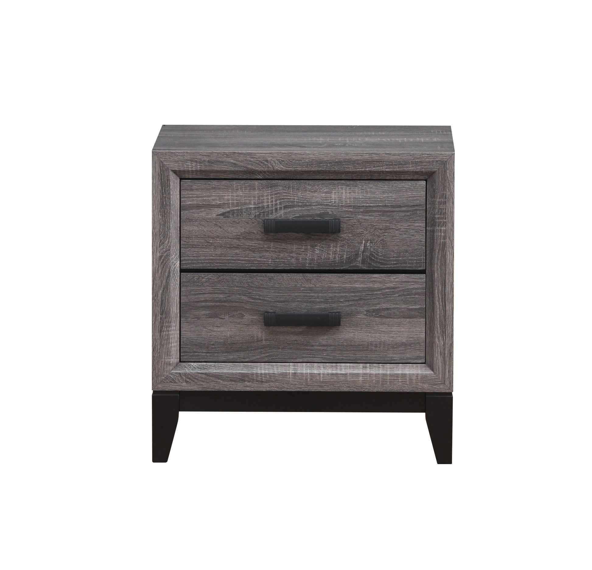 25" Gray Wood Two Drawer Nightstand