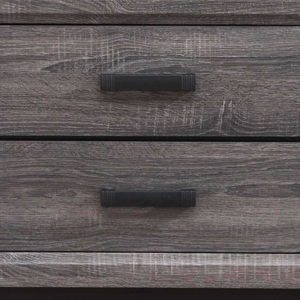 25" Gray Wood Two Drawer Nightstand