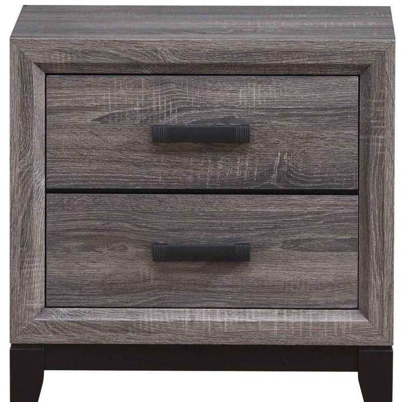 25" Gray Wood Two Drawer Nightstand