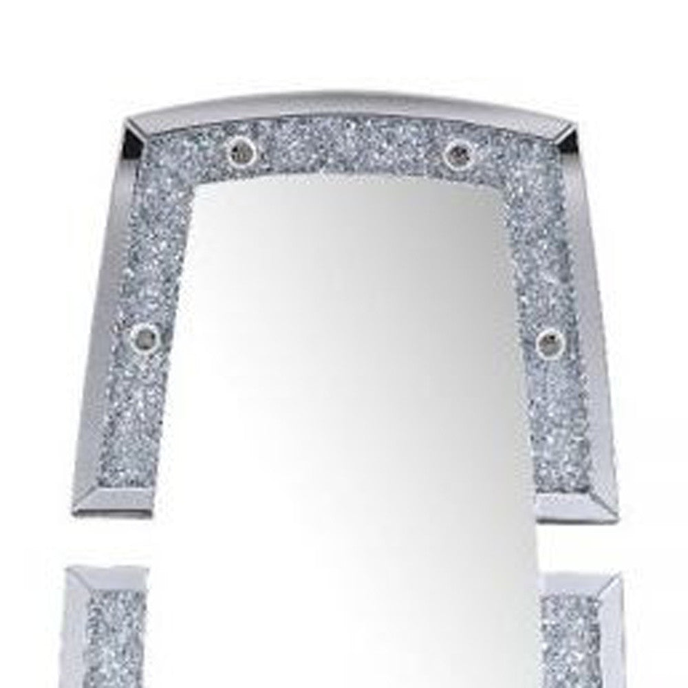 63" Mirrored & Faux Diamonds Lighted Irregular Accent Mirror - Home Decor