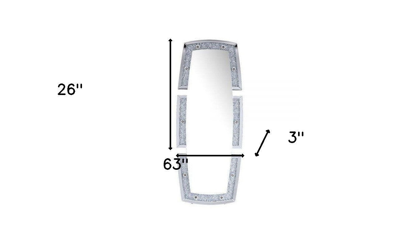 63" Mirrored & Faux Diamonds Lighted Irregular Accent Mirror - Home Decor