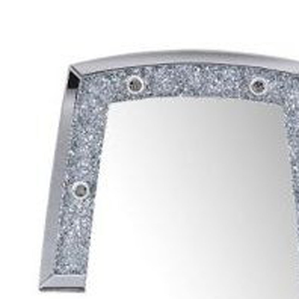 63" Mirrored & Faux Diamonds Lighted Irregular Accent Mirror - Home Decor